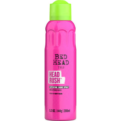 TIGI Bed Head Headrush spray bottle ready for a glossy shine boost.