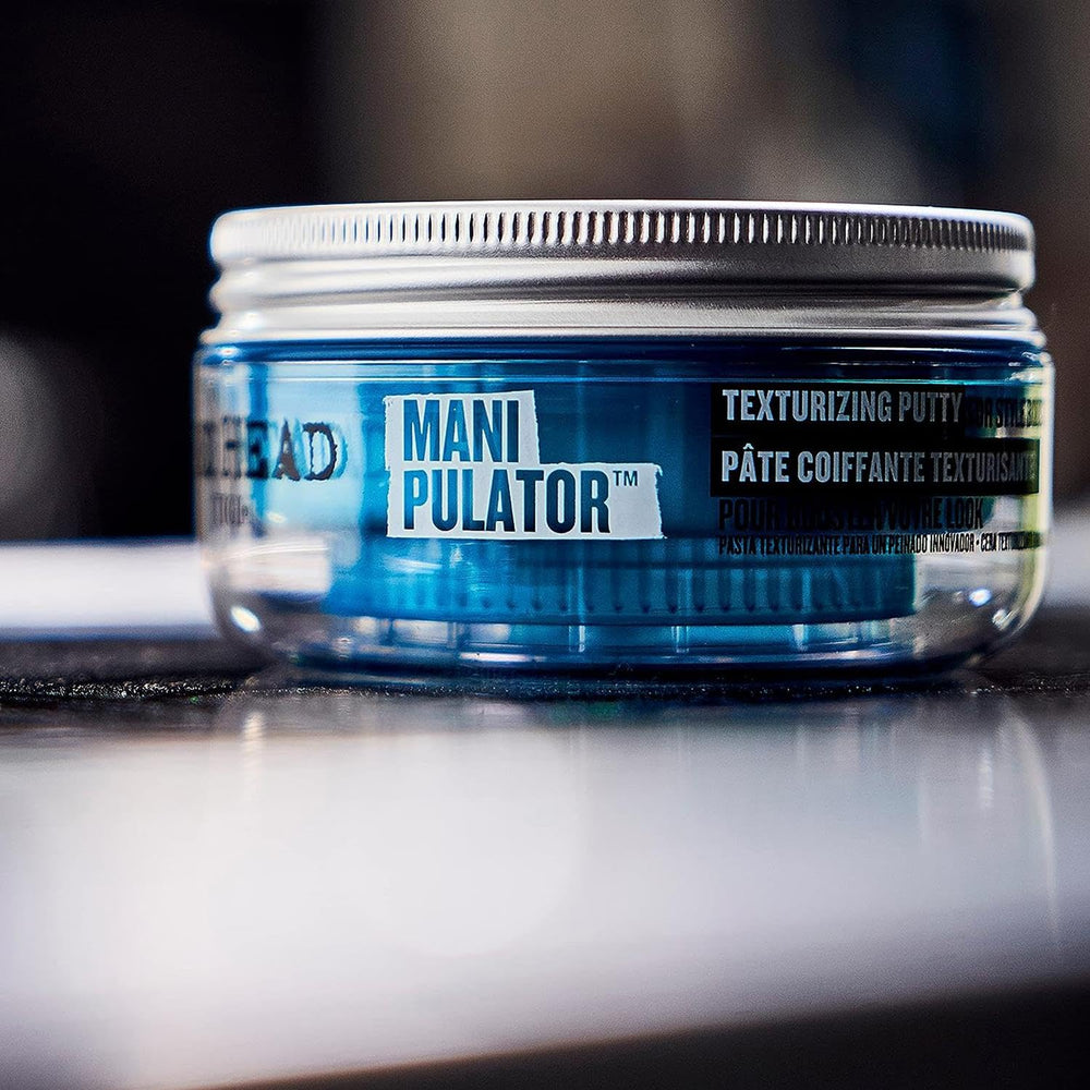 TIGI Bed Head Manipulator texture closeup illustrating thicker-looking hair