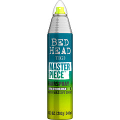 TIGI Bed Head Masterpiece frizz-control hairspray bottle ready for all-day frizz control.