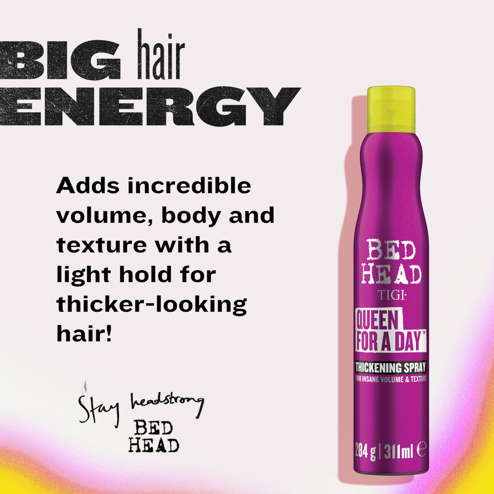 TIGI Bed Head Queen For A Day hair volume after drying shows fuller strands