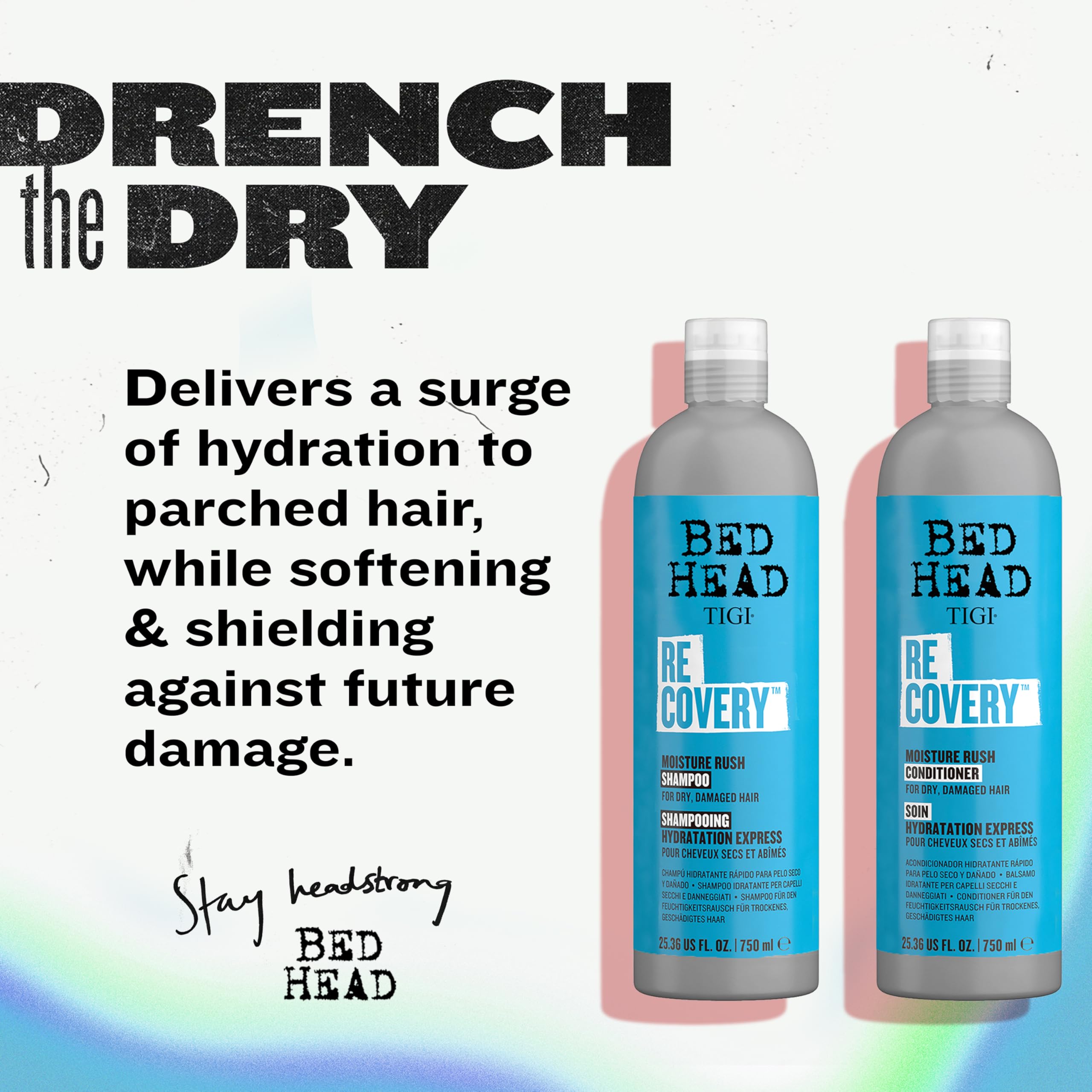 TIGI Bed Head Recovery Conditioner bottle displays mid-lengths and ends moisture for smoother hair.
