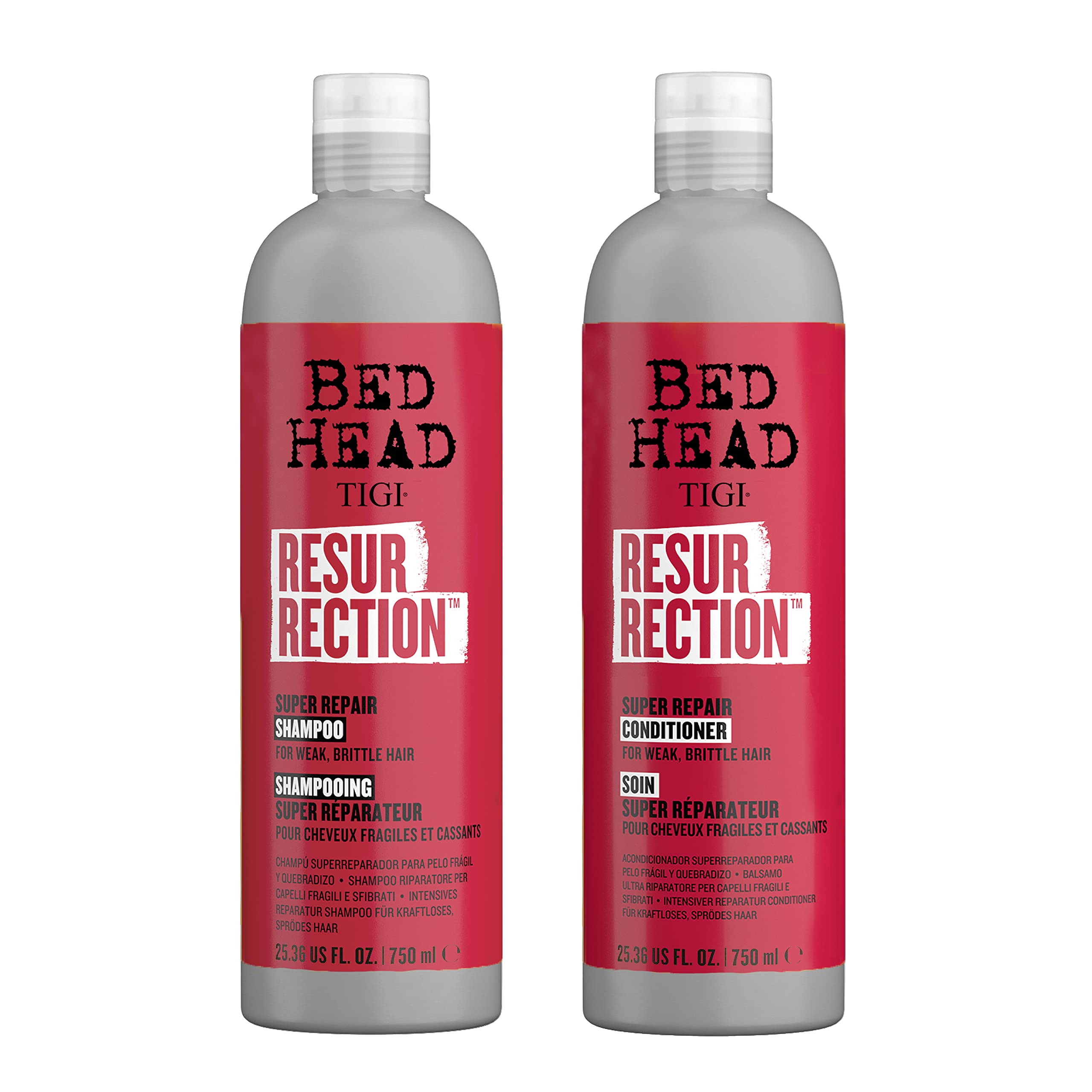TIGI Bed Head Resurrection Shampoo lather for salon-grade repair on dry hair.