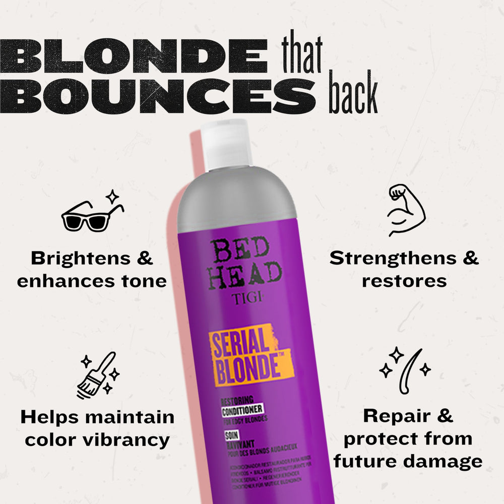 TIGI Bed Head Serial Blonde milk protein illustration suggests inner strength for blondes.