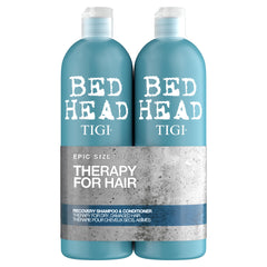 TIGI Bed Head Tween Recovery Shampoo bottle shows a hydrating formula for dry hair.