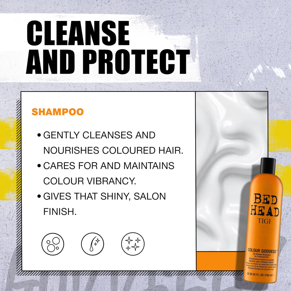 TIGI Colour Goddess conditioner closeup reveals rich emollients sealing color.