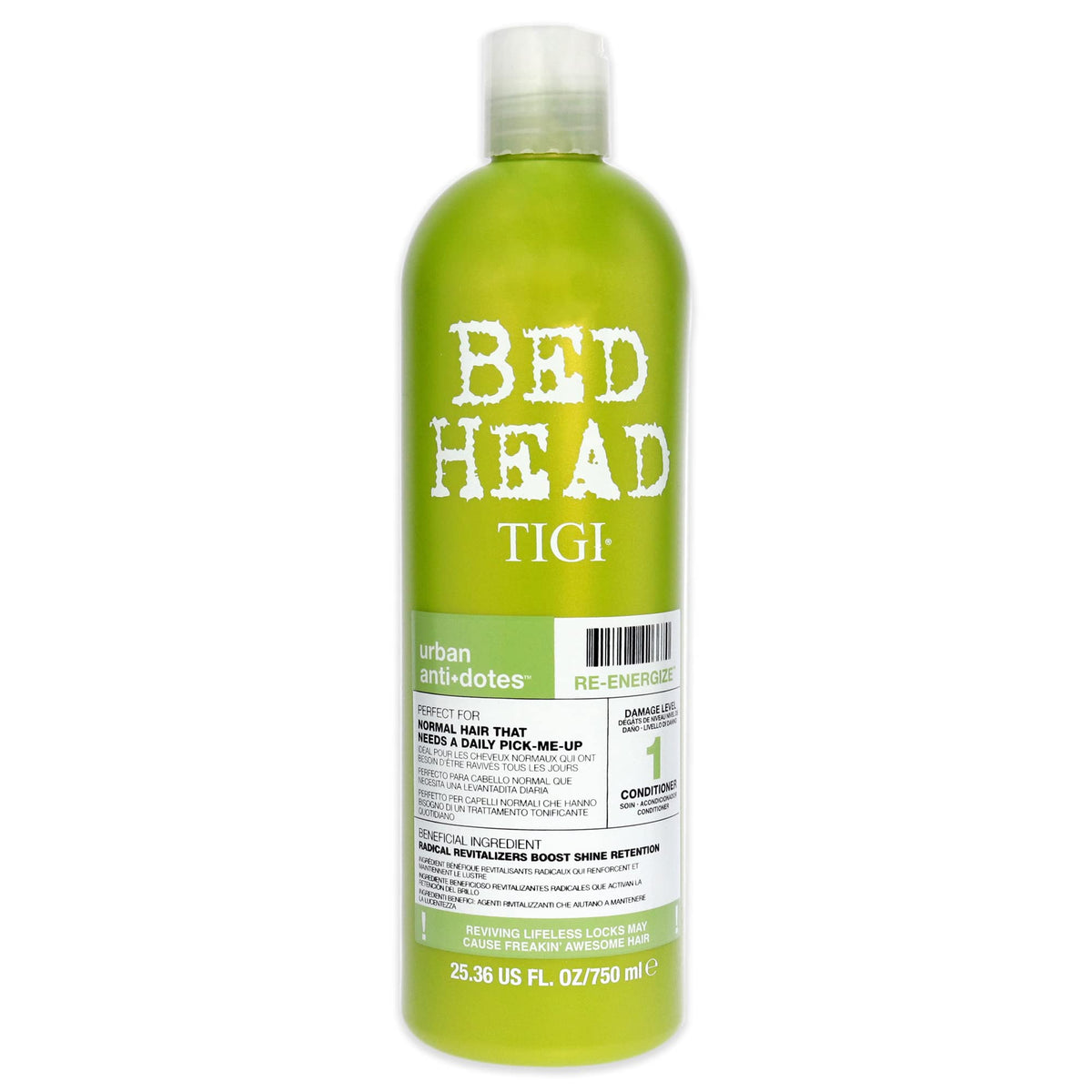 TIGI Bed Head Urban Antidotes Re-Energize conditioner bottle pour delivers light hydration and shine