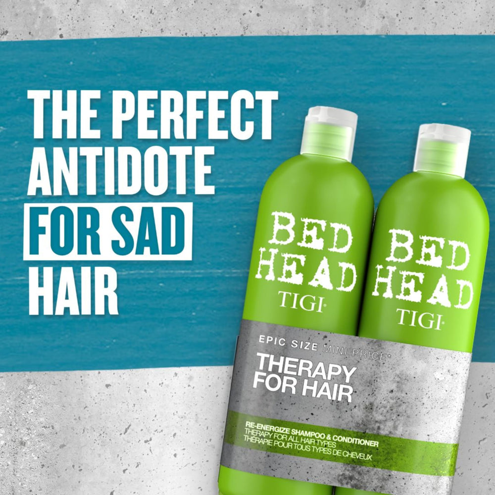 TIGI Bed Head Urban Antidotes Re-Energize Shampoo in-use with lather for clean hair