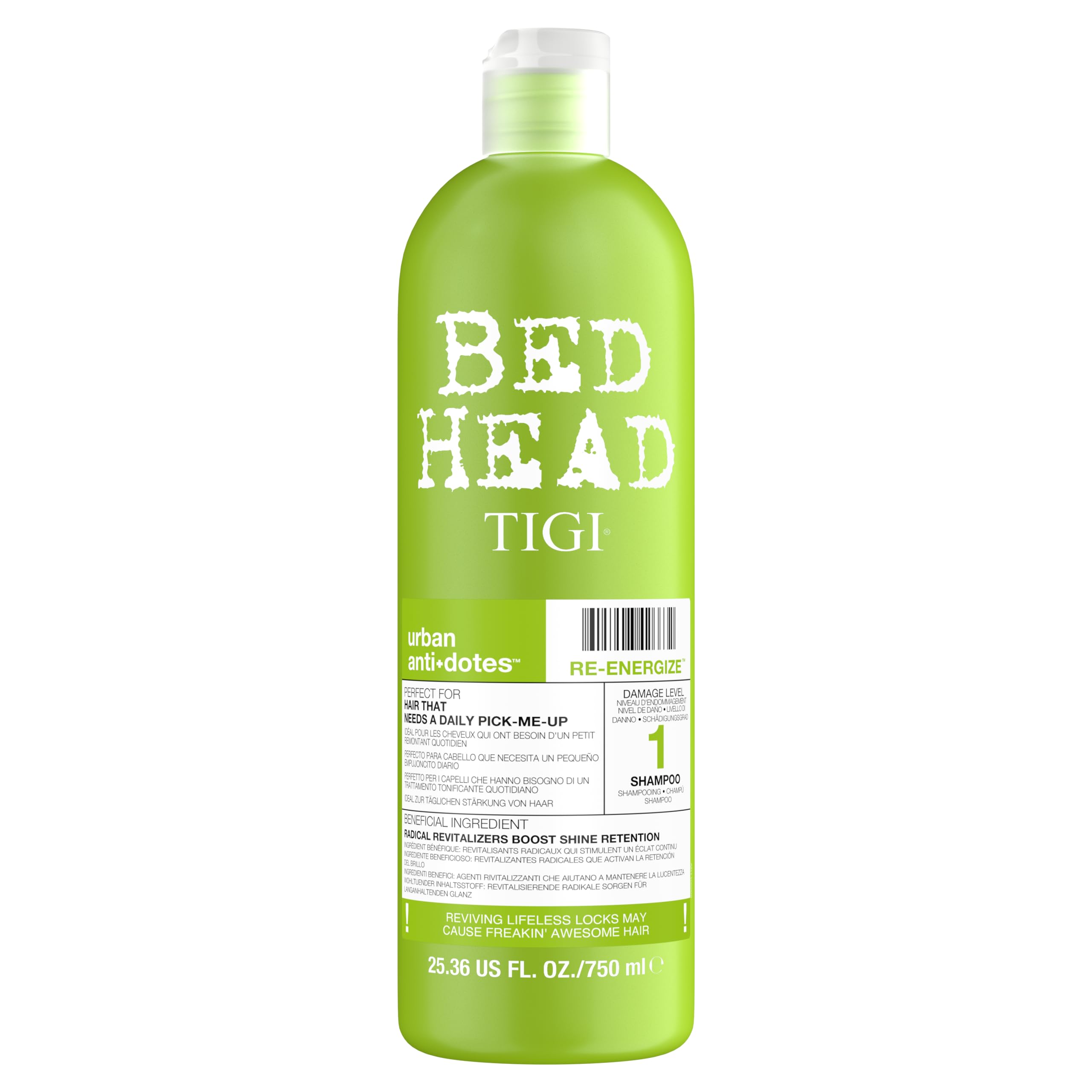 TIGI Bed Head Urban Antidotes 1 bottle emphasizes hydrating formula for brighter moisture and color retention.