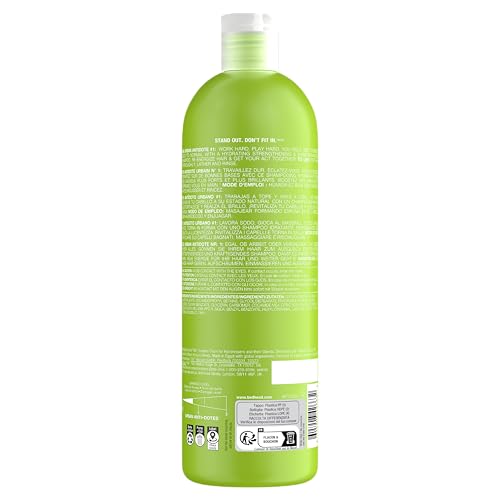 TIGI Bed Head Urban Antidotes 1 packaging highlights color retention and hydration for healthy-looking hair.
