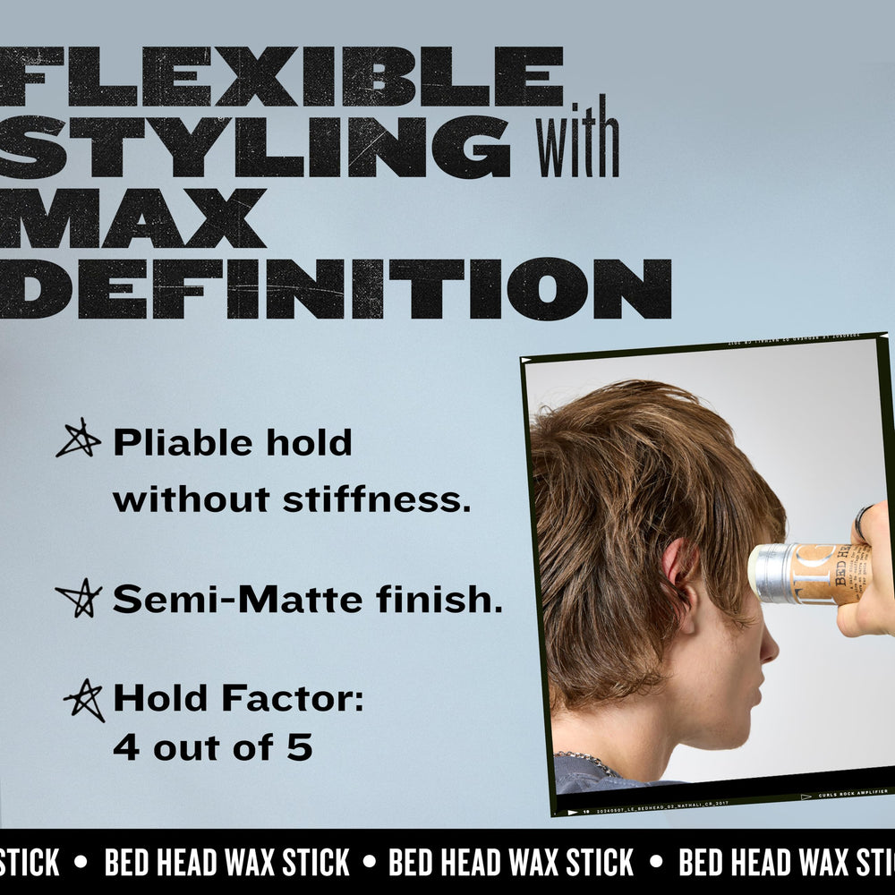 TIGI Bed Head Wax Stick non-sticky hold for reworkable styling.
