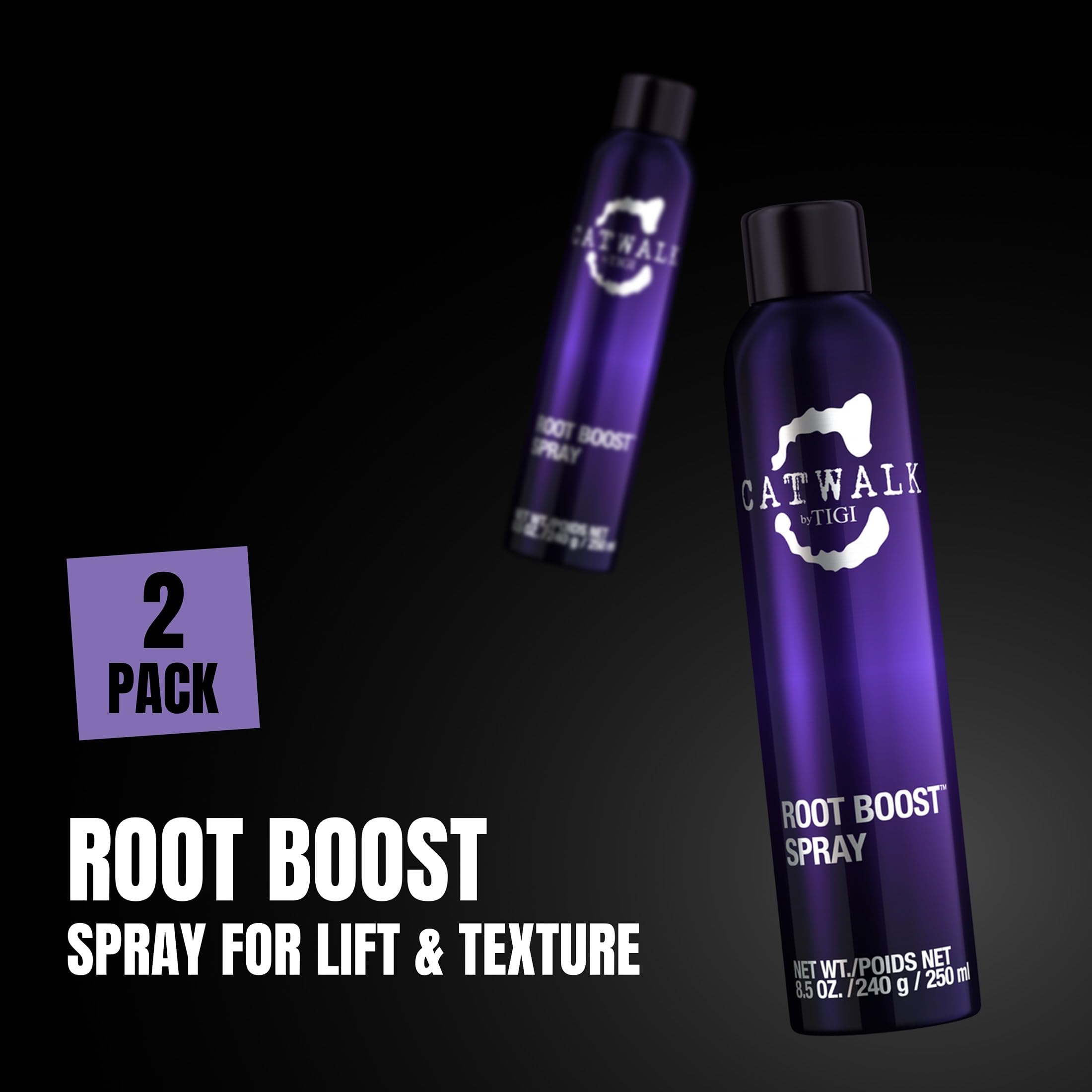 TIGI Catwalk Root Boost spray-foam on wet hair enables quick root lift before blow-dry.