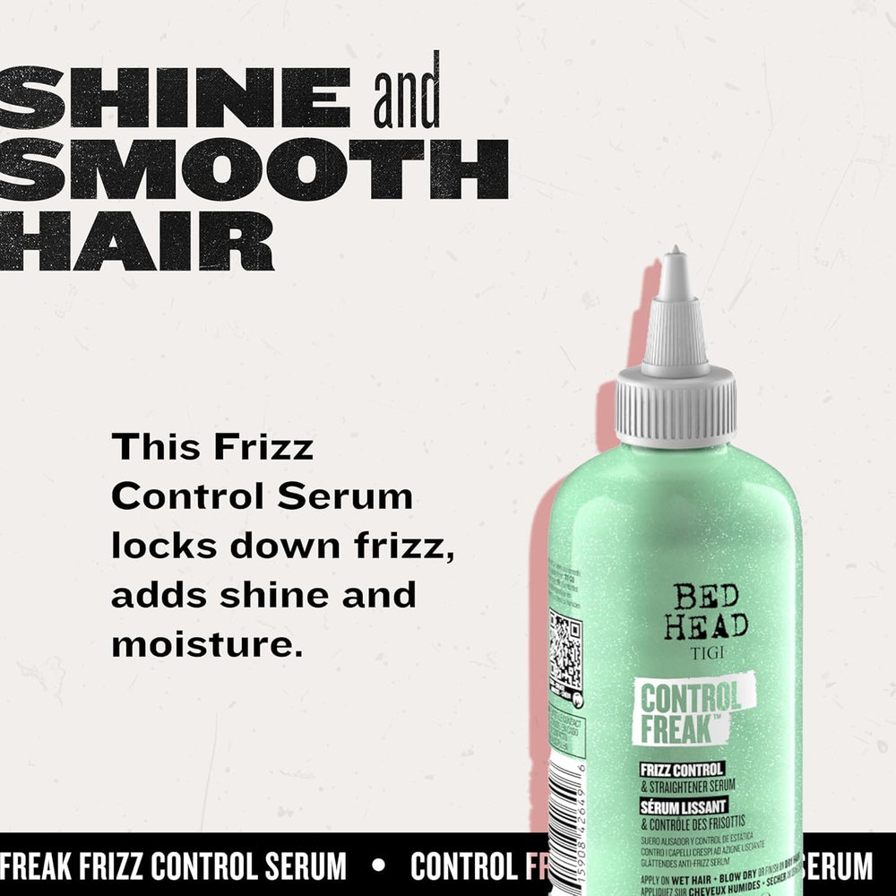 TIGI Control Freak frizz-control close-up demonstrates smoothing for unruly curls