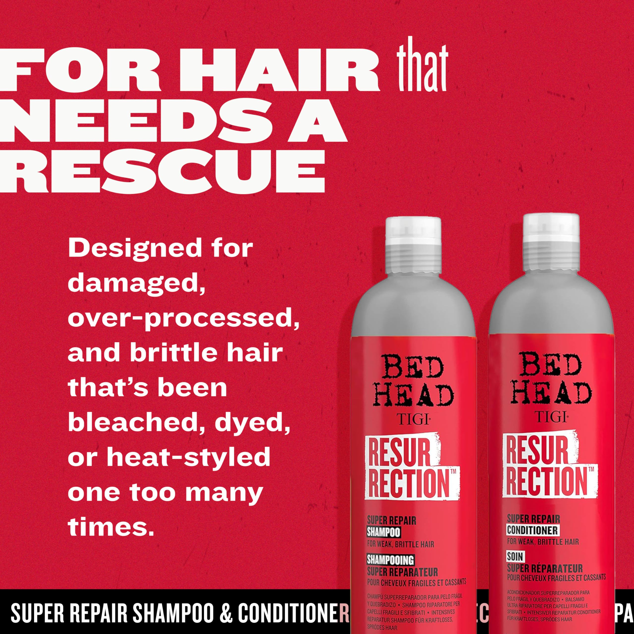 TIGI Resurrection Plant extract image signals moisture retention for revived, healthier-looking strands.