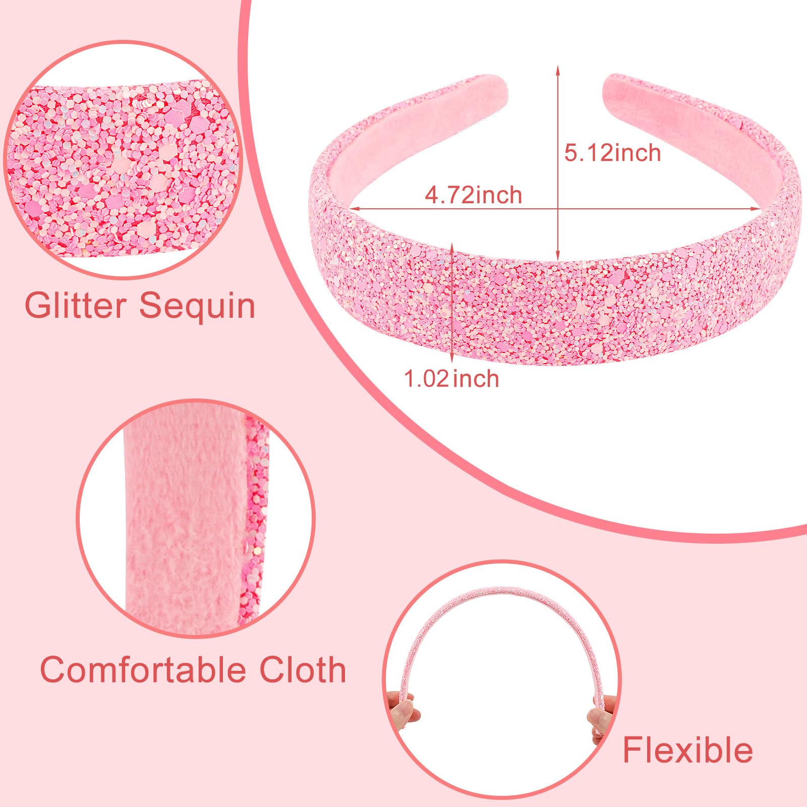 Tihebax headbands white glitter for versatile daily outfits and school days.