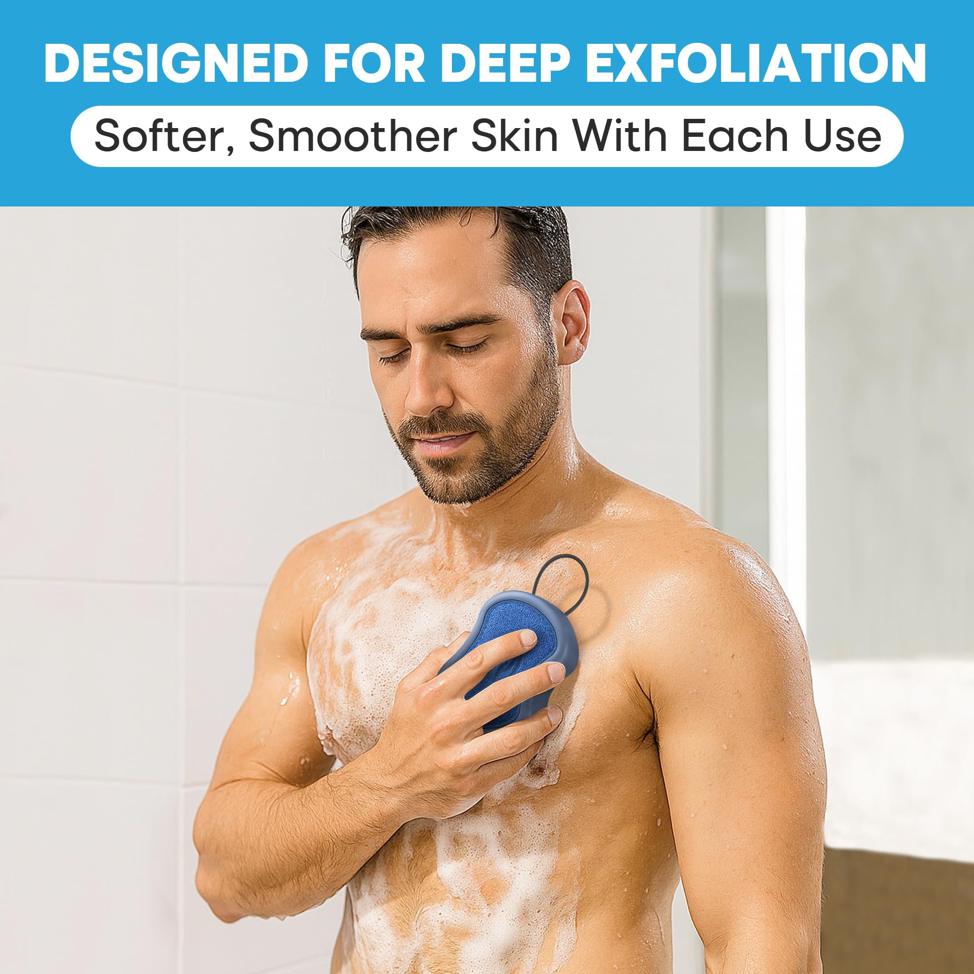 Tilcare dual-sided scrubber with firm ridges delivers deeper exfoliation.