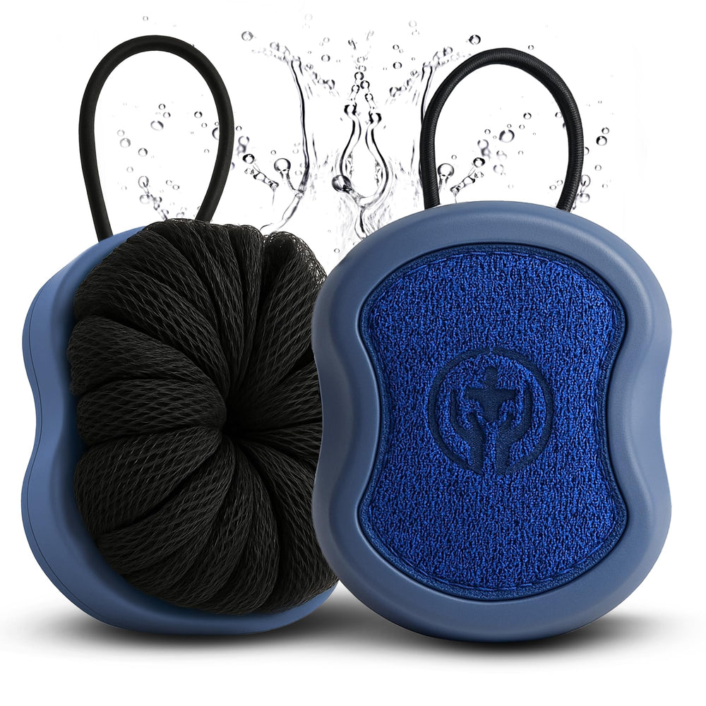 Tilcare 2-in-1 shower scrubber with soft bristles for gentle daily cleansing.