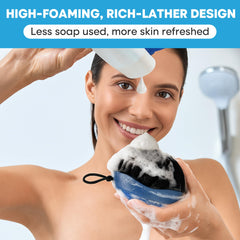 Tilcare ergonomic grip keeps the scrubber secure in wet hands.