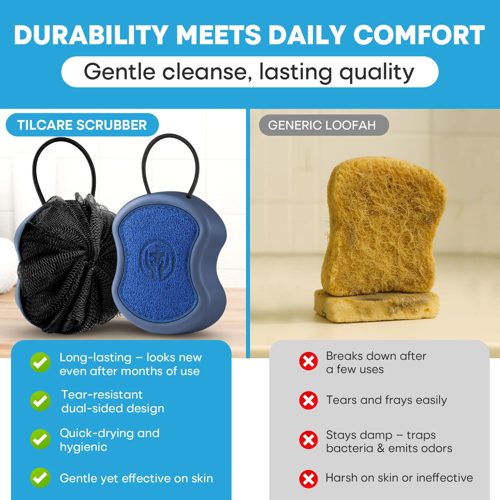 Tilcare travel-friendly scrubber easily fits in gym and bag.