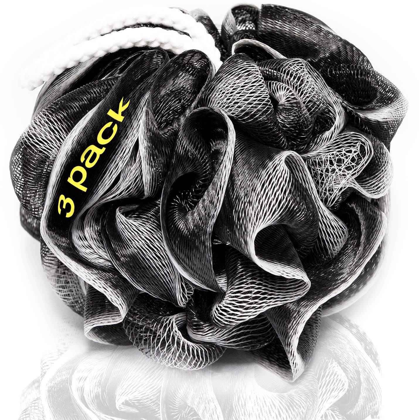 Tilcare XXL charcoal shower loofah pack showing exfoliating texture for smooth skin.