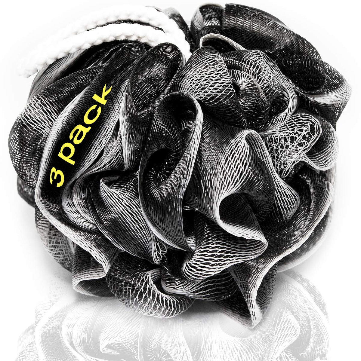 Tilcare XXL charcoal shower loofah pack showing exfoliating texture for smooth skin.