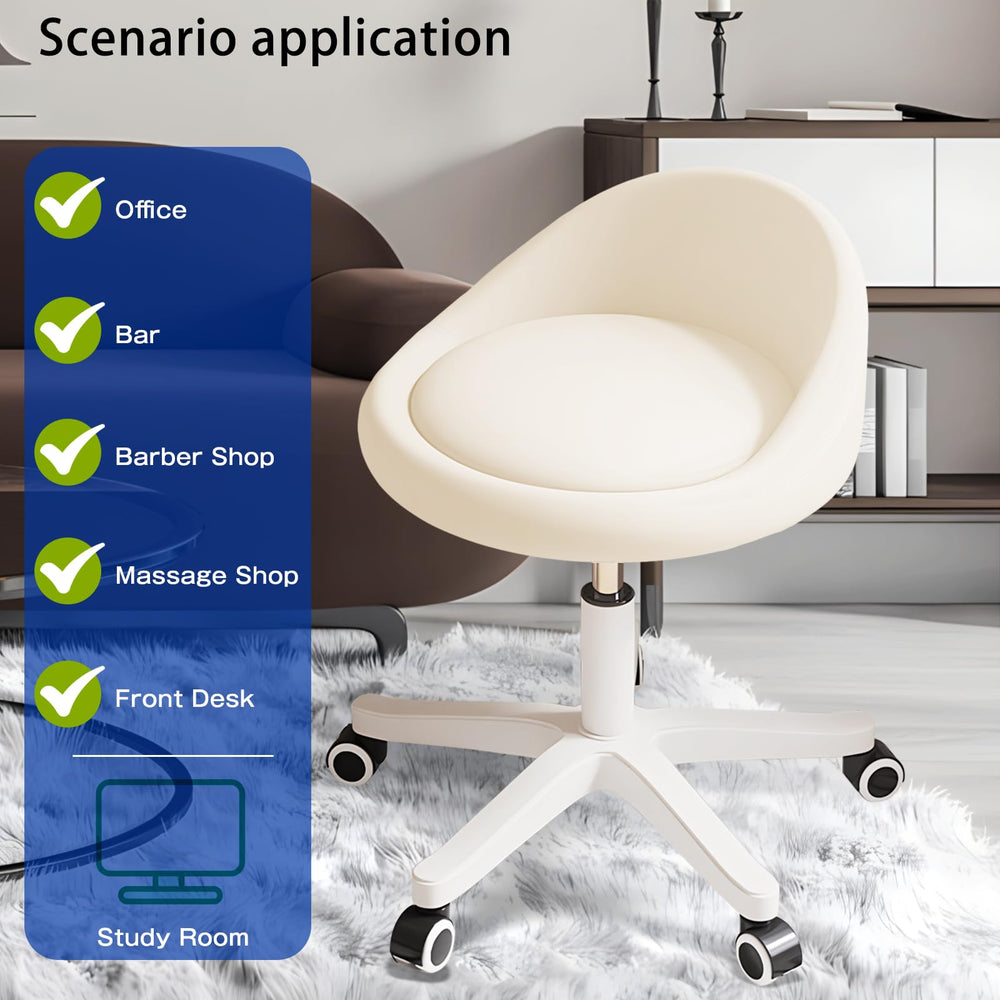 Timbertouch rolling stool height adjustment lever enables tailored seating