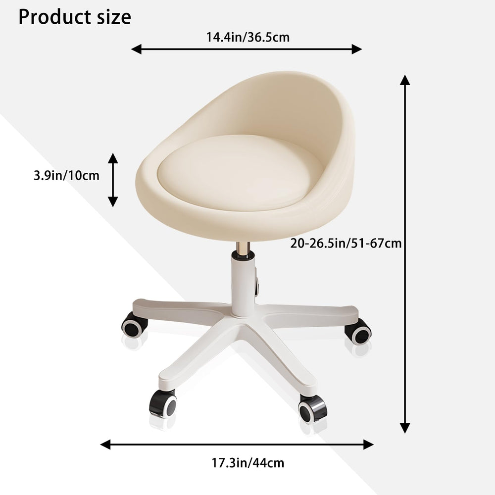 Timbertouch rolling stool side view swivels for smooth 360-degree movement