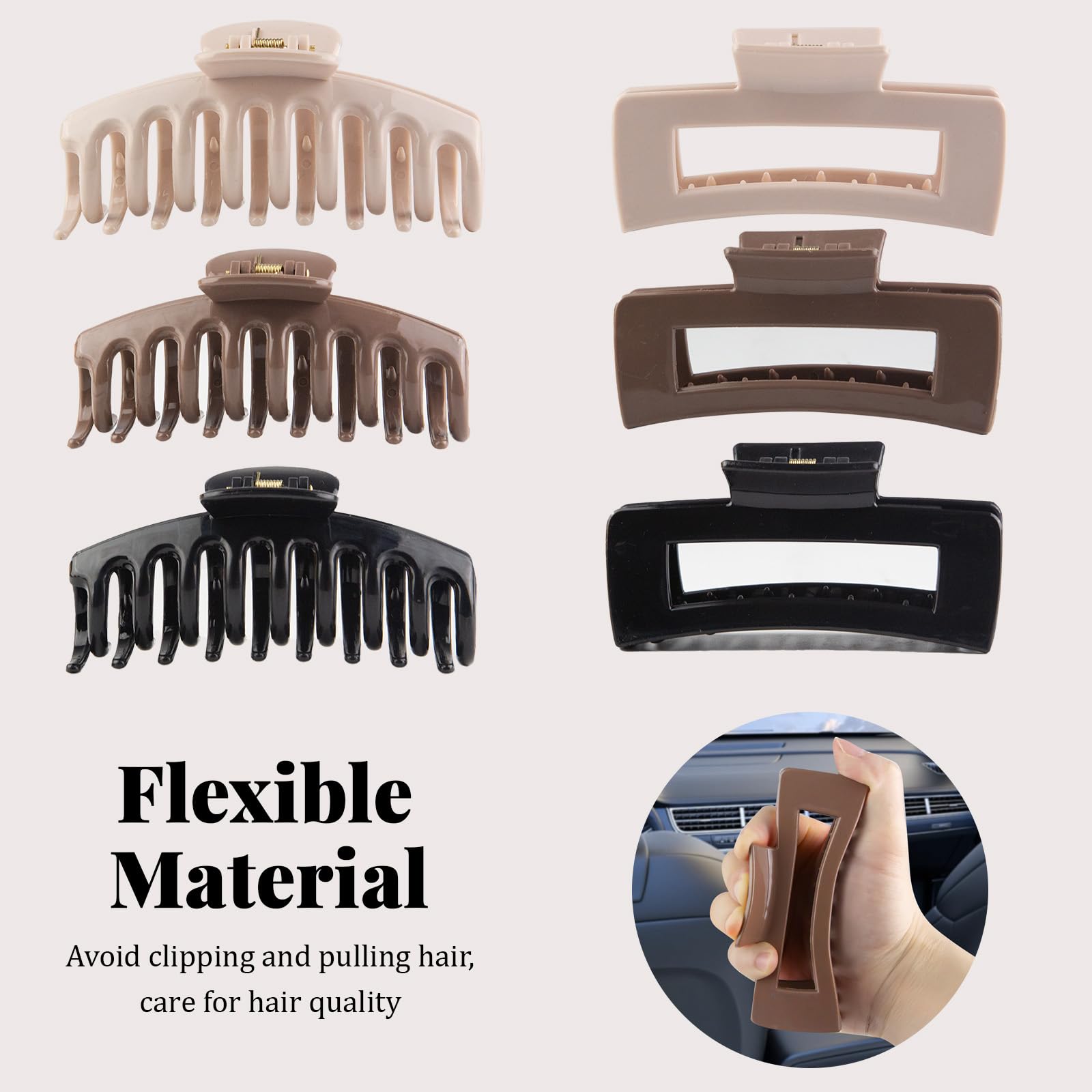 TIME&TRAVE silicone clip 4-03in ideal for medium-thick hair and secure half-up styles.