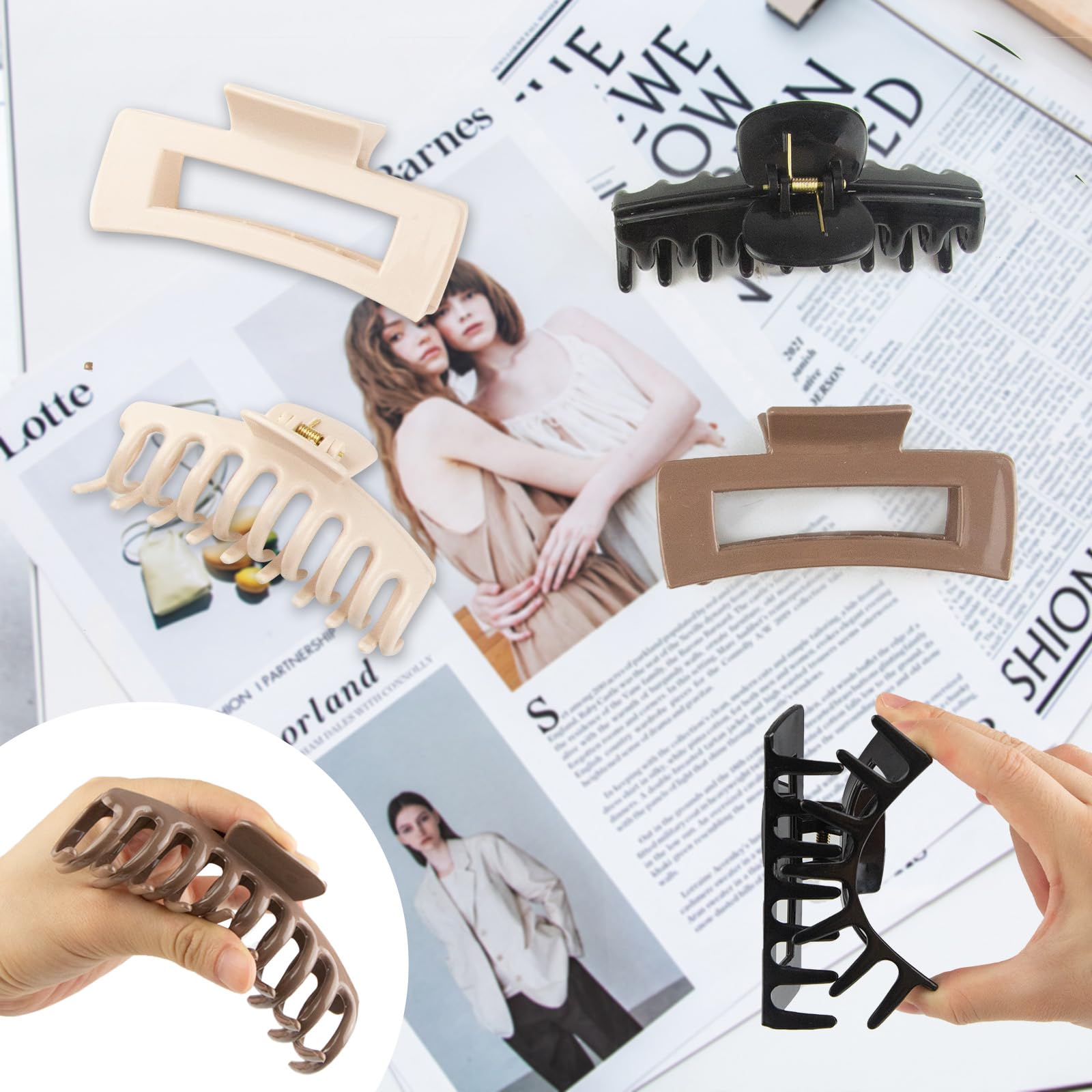 TIME&TRAVE silicone hair clip khaki color complements neutral outfits.