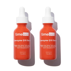 Timeless Skin Care Coenzyme Q10 Serum bottle front—fragrance-free daily smoothing.