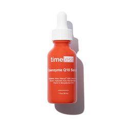 Timeless Skin Care coenzyme Q10 serum bottle front showcasing fragrance-free packaging