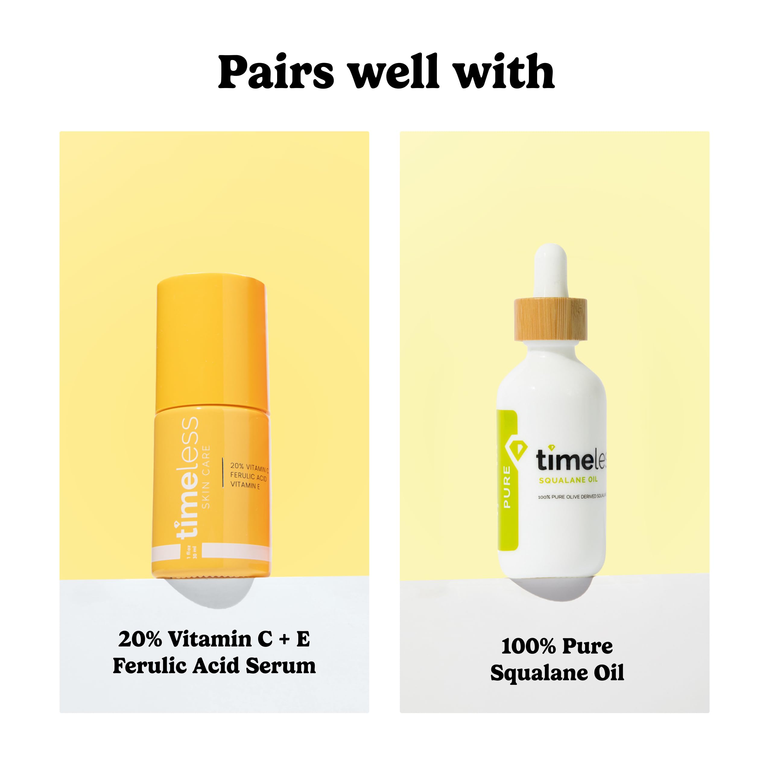 Timeless Skin Care serum drop on palm demonstrates easy application