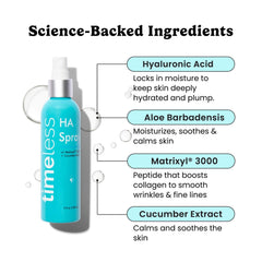 Timeless Skin Care HA Matrixyl cucumber spray mist dispense provides on the go hydration.