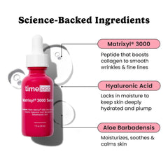 Timeless Skin Care Matrixyl 3000 Serum dropper close-up shows precise drop application