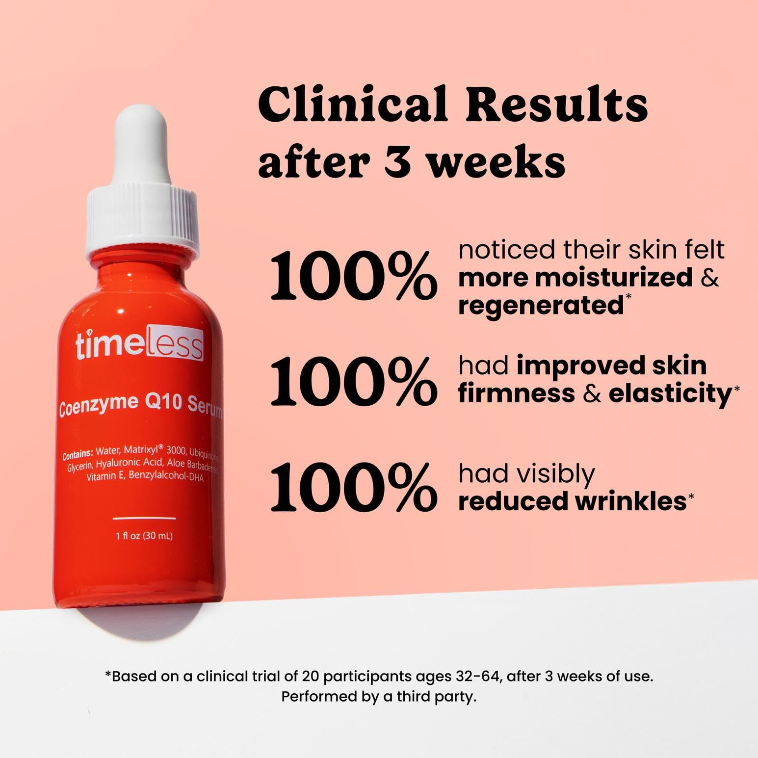 Timeless Skin Care serum with pump applicator illustrating easy application