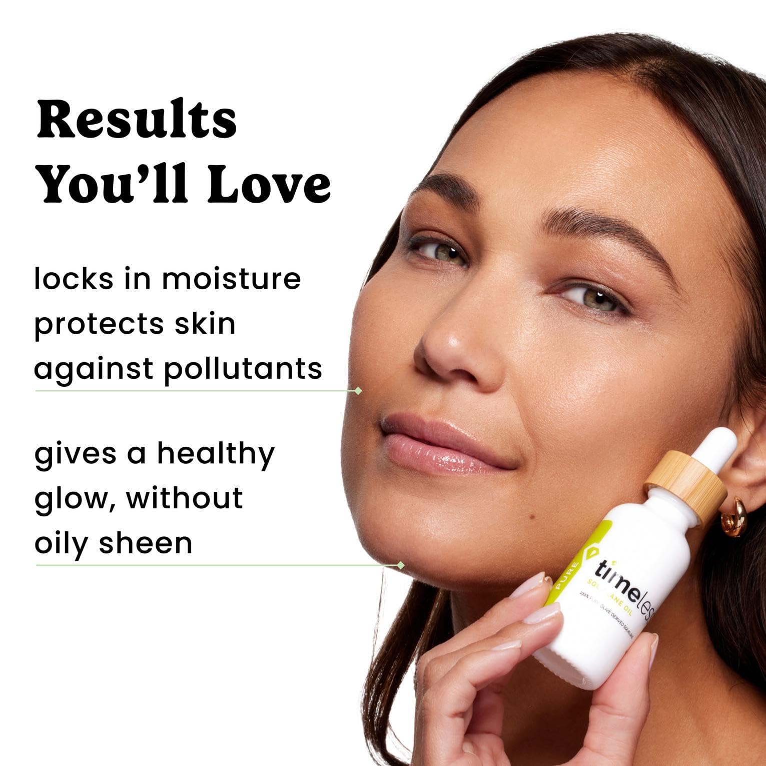 Timeless Skin Care Squalane Oil ingredient focus on plant-based squalane.