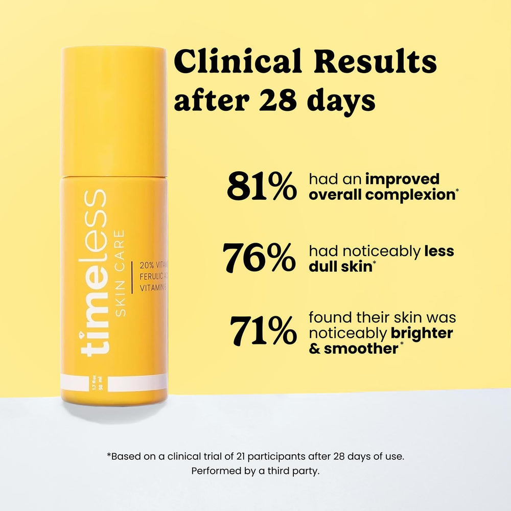 Timeless Skin Care Vitamin C Serum amber glass bottle communicates stability and care