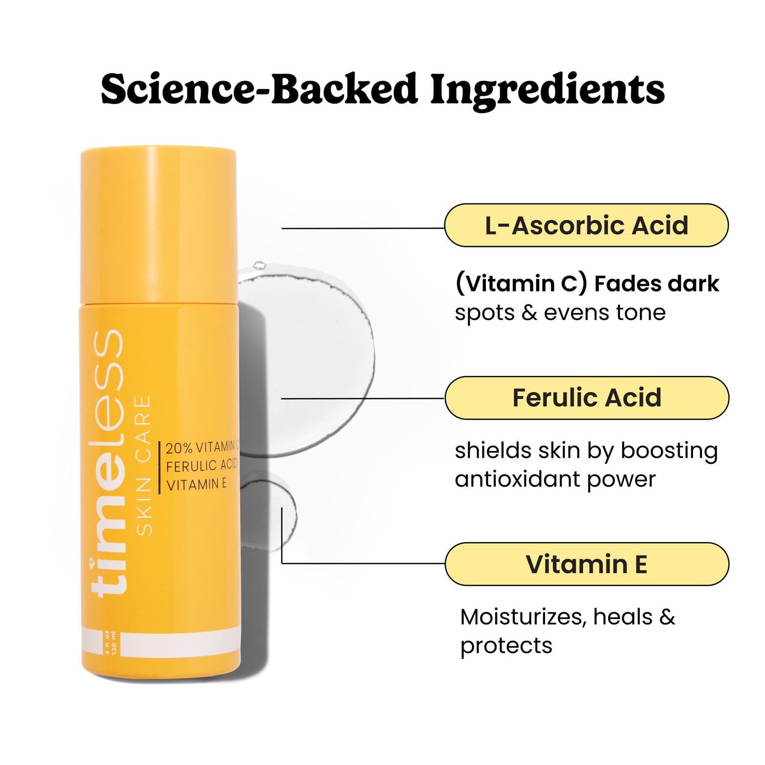 Timeless Skin Care vitamin C serum pump being pressed for easy daily use.