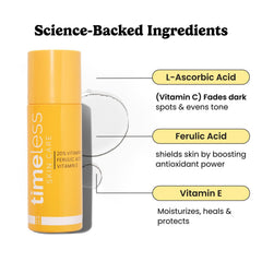 Timeless Skin Care vitamin C serum pump being pressed for easy daily use.