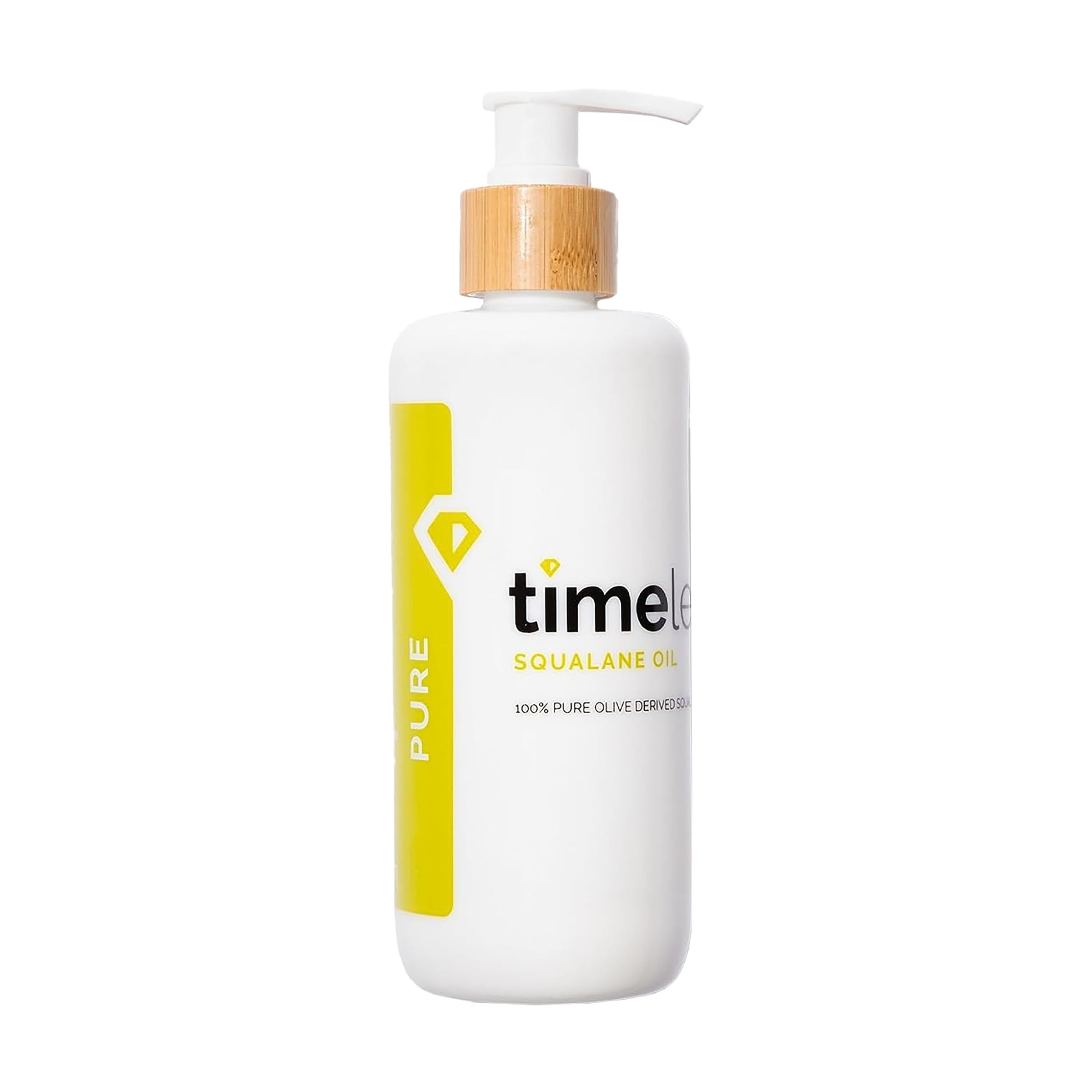 Timeless Squalane Oil bottle close-up, pure plant-based hydration for dry skin.