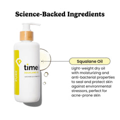 Timeless Squalane Oil on face and neck, quick absorption for smooth, balanced skin.