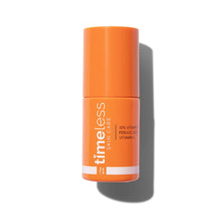 Timeless Skin Care Vitamin C Serum bottle with pump promoting brighter, even-toned skin.