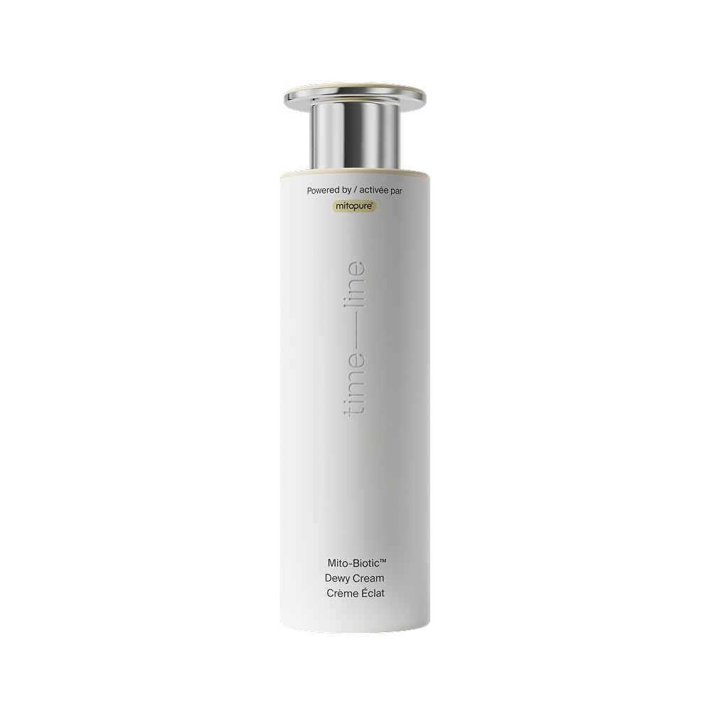 Timeline Mito-Biotic bottle closeup highlighting lightweight hydration for dry skin