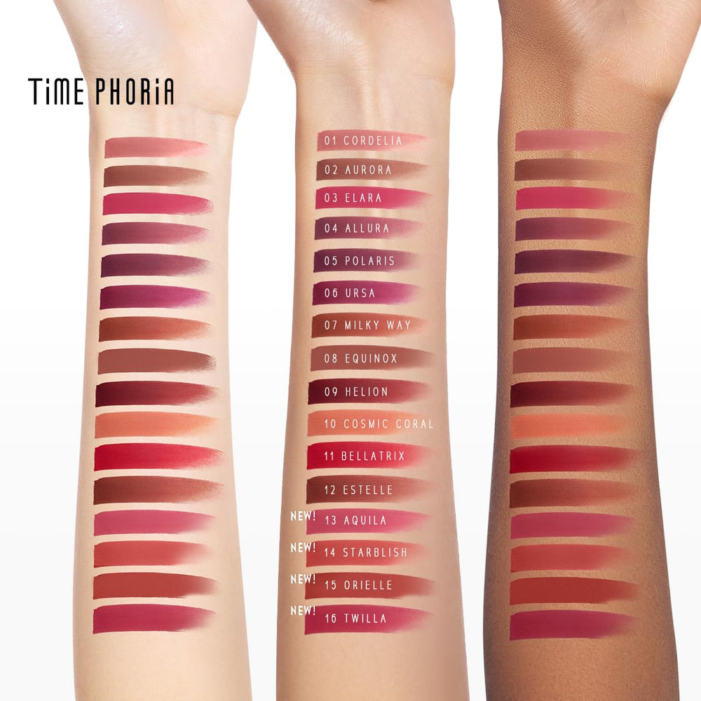 TIMEPHORIA Nebula Velvet Lip Cream offers a velvet-matte, lightweight texture