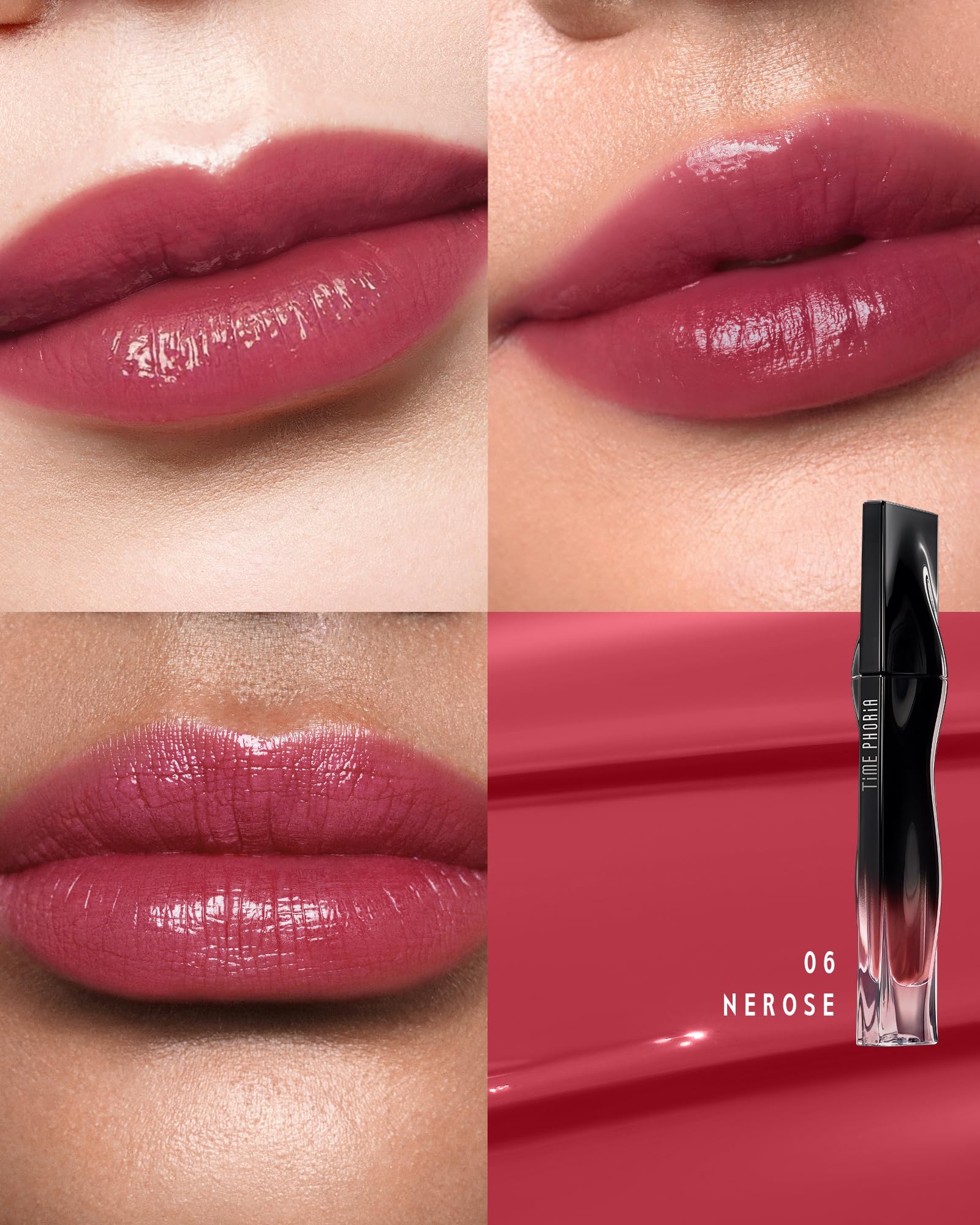 Timephoria Stellar Dust Lip Stain being applied reveals rich color payoff.