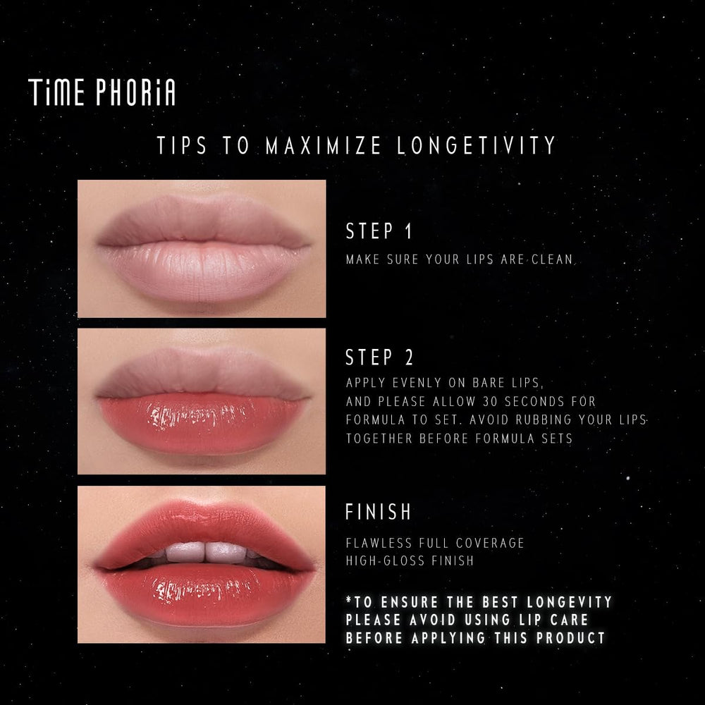 TIMEPHORIA Stellar Dust Lip Stain comes in 22 shades for every look.