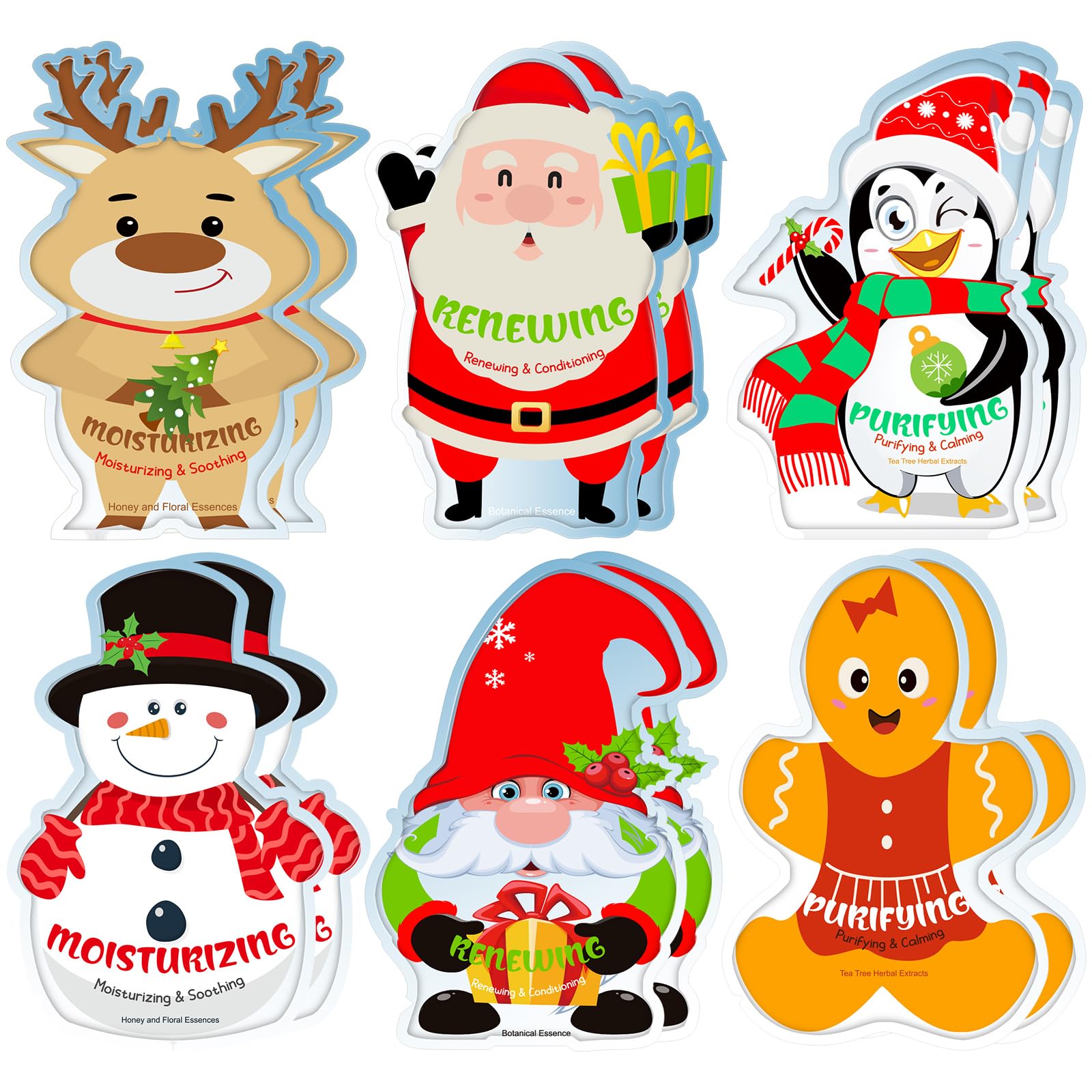 Timgle Christmas face masks 6-styles pack for daily hydration and festive gifting