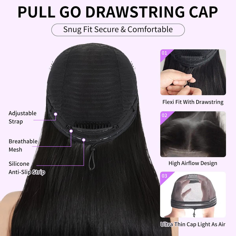 Tinashe glueless wig on head shows bandage for size adjustment.