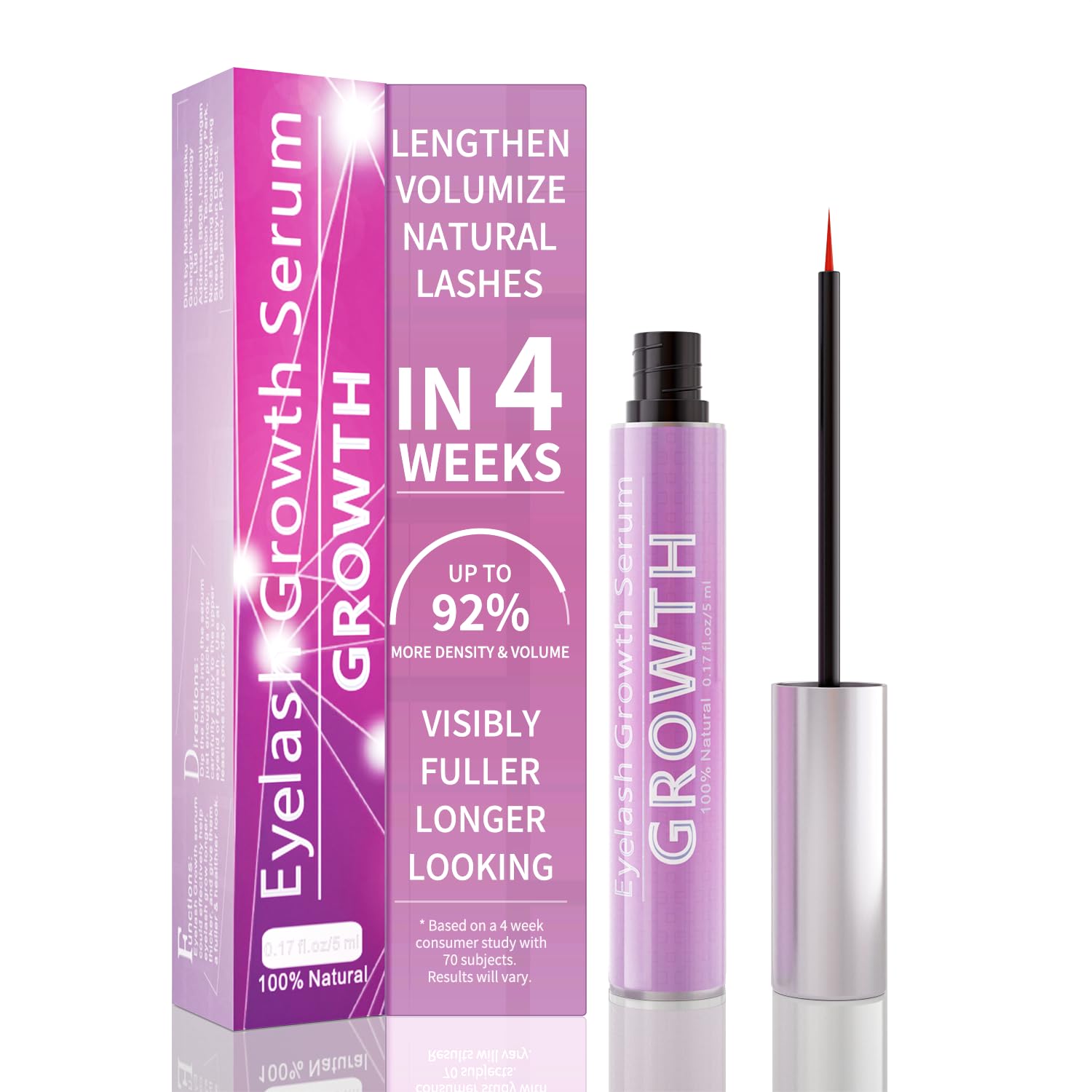 Tinclen eyelash growth serum bottle on vanity for daily conditioning.