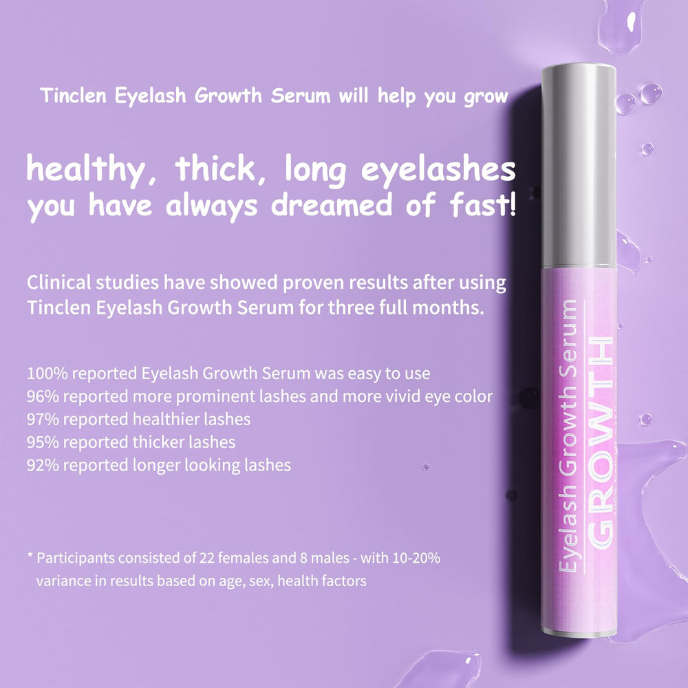 Tinclen eyelash serum tube closeup of lightweight, gentle formula.