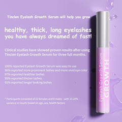 Tinclen eyelash serum tube closeup of lightweight, gentle formula.